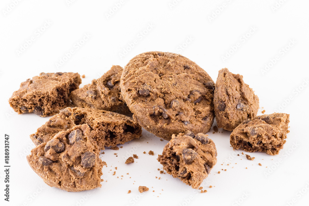 Chocolated chip cookies isolated on white background Chocolated chip cookies isolated on white background