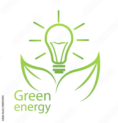 Green energy, Eco certification, Bio certification, light bulb imitation logo element, vector illustration