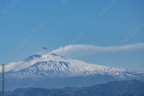 Landscape of ETNA MOUNT WITH SNOW