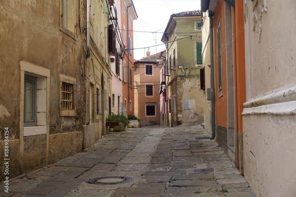 Tranquil street in the city center of Izola