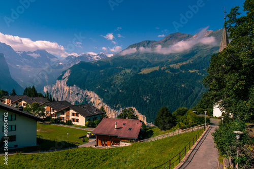 View on the Lauterbrunnen valley from Wengen in the summer. Wengen - Bernese Oberland - Switzerland