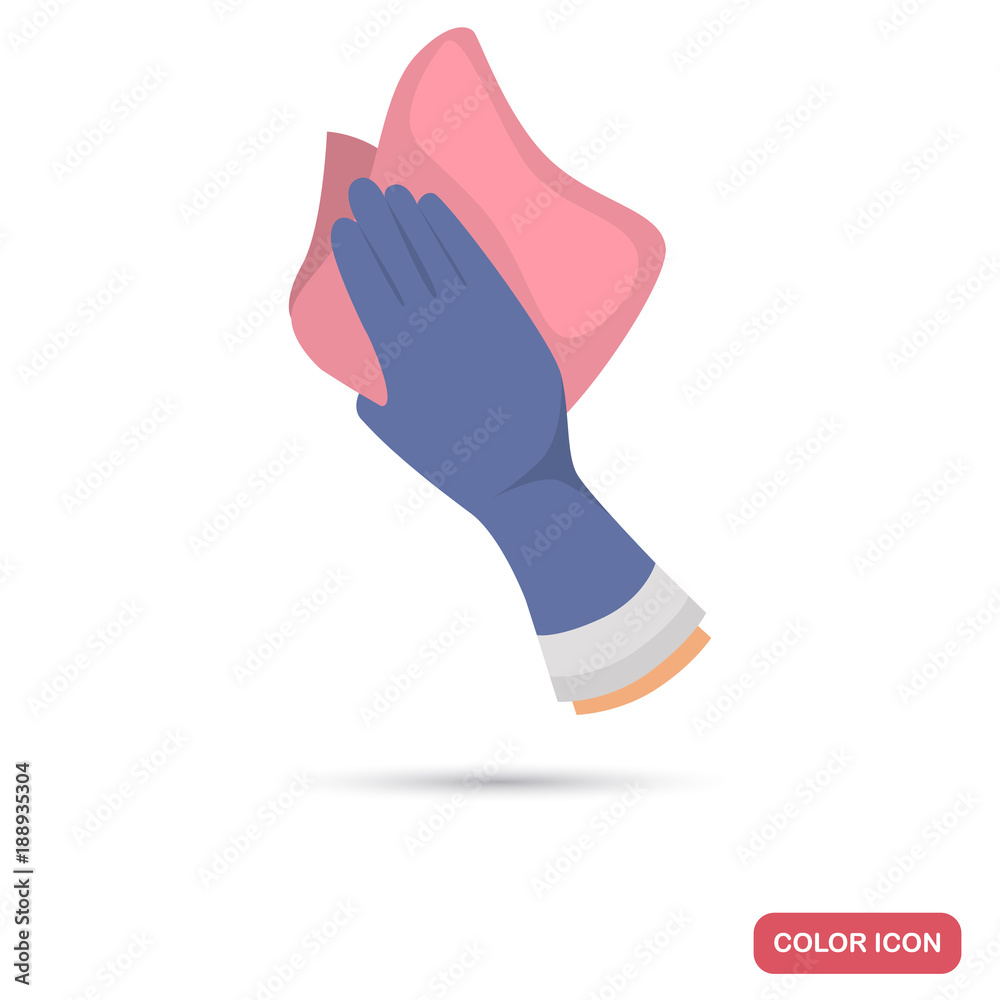 Hand with cleaning rap color flat icon Hand with cleaning rap color flat icon