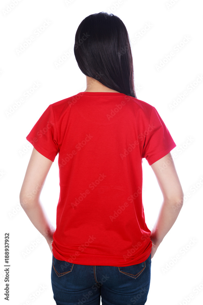 woman in t-shirt isolated on white background woman in t-shirt isolated on white background