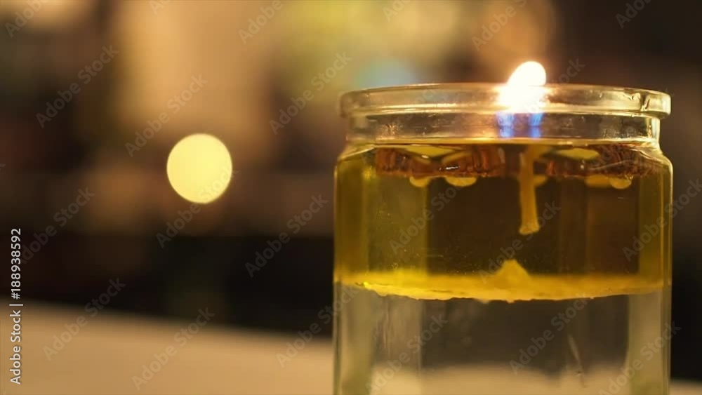 Yellow candle decoration light on a table in a restaurant. Yellow candle decoration light on a table in a restaurant.