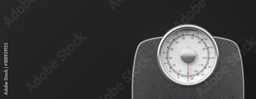 Weighing scale isolated on black background. 3d illustration
