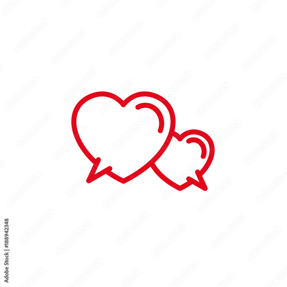 Love with balloon chat message Icon. Simple Heart Illustration Line Style Logo Template Design. 