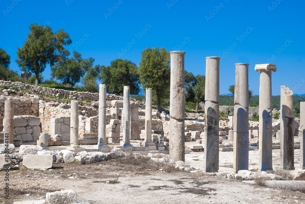 Colonnaded street, ruins of ancient Patara, Antalya Province, Turkey.