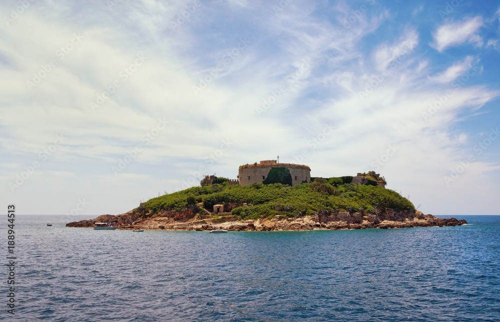 Small uninhabited island of Mamula with old fortress. Montenegro