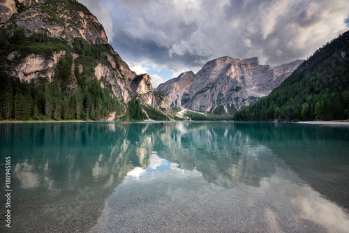 Beautiful landscape shot on the italian alps with mountain lakes