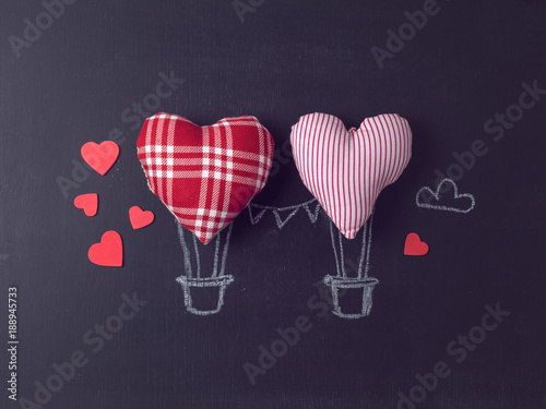 Valentines day concept with heart air balloons