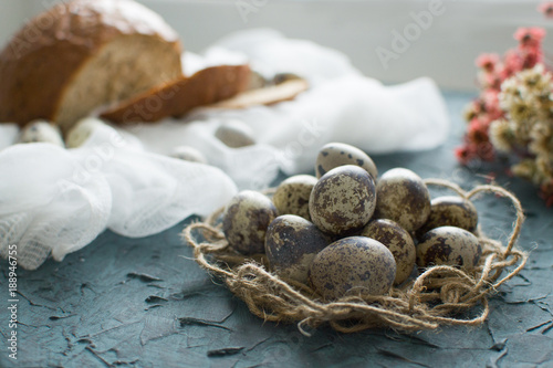 background with quail eggs