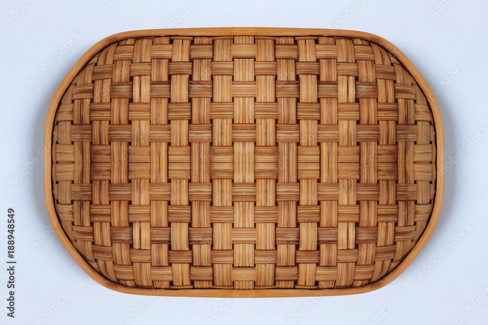 Bamboo weave Baskets texture on White background, copy space