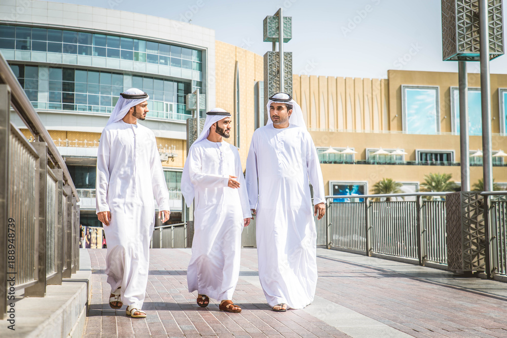Arabian businessmen meeting outdoors