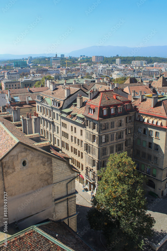 GENEVA, SWITZERLAND - SEPTEMBER 14 - View of the city from a height.