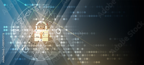Cyber security and information or network protection. Future technology web services for business and internet project