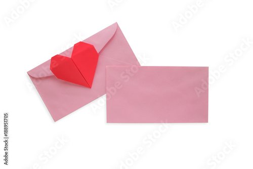Pink envelope with red hear...