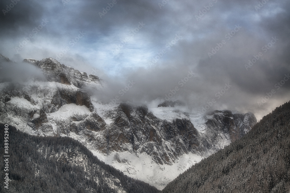 Winter landscape of Sella Group, Dolomiti
