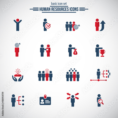 Human resources icons. Universal vector human resource icon set for web and mobile.  