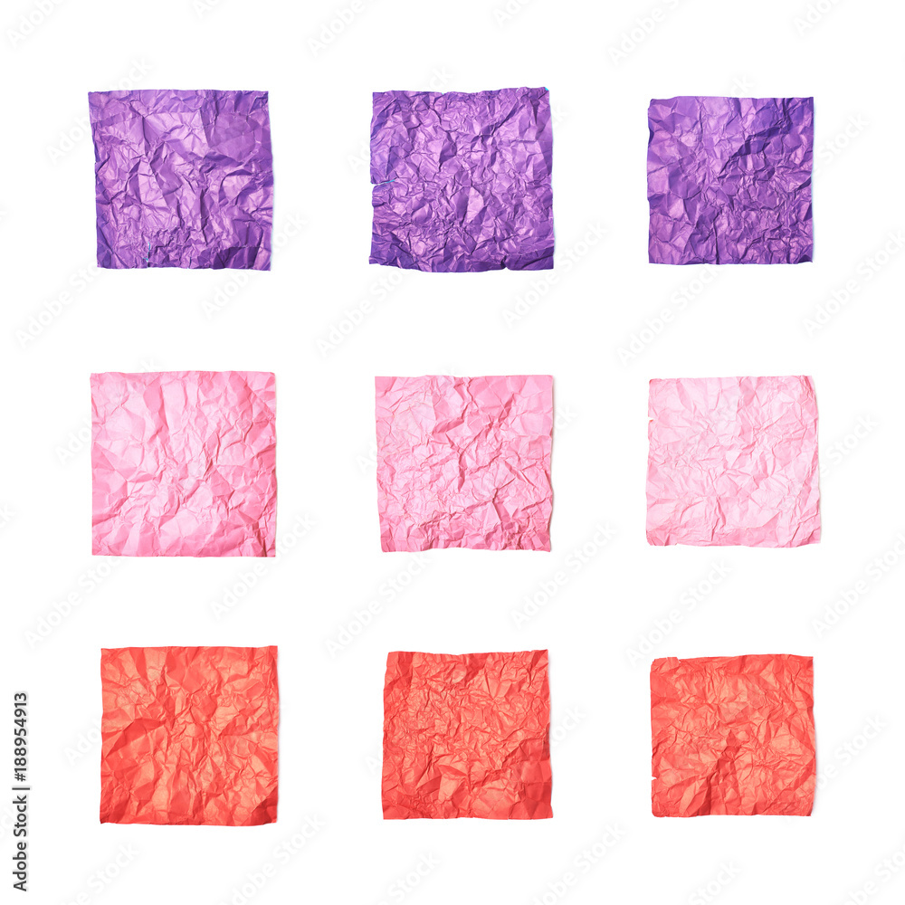 Set of crumpled paper sheets isolated Set of crumpled paper sheets isolated
