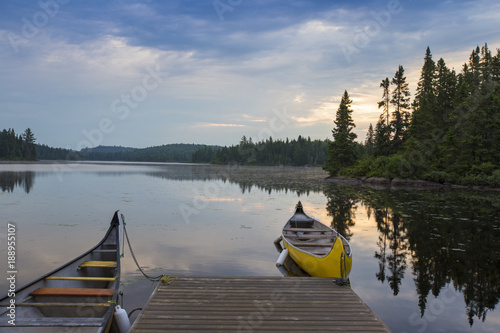 Summer morning in La Mauricie National Park, Quebec, Canada  photo
