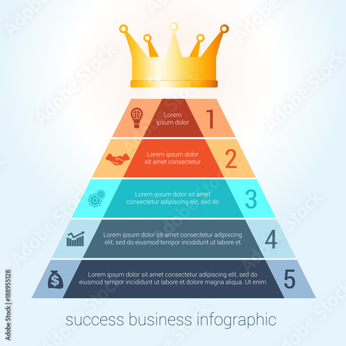 Infographic success business modern template for 5 steps.