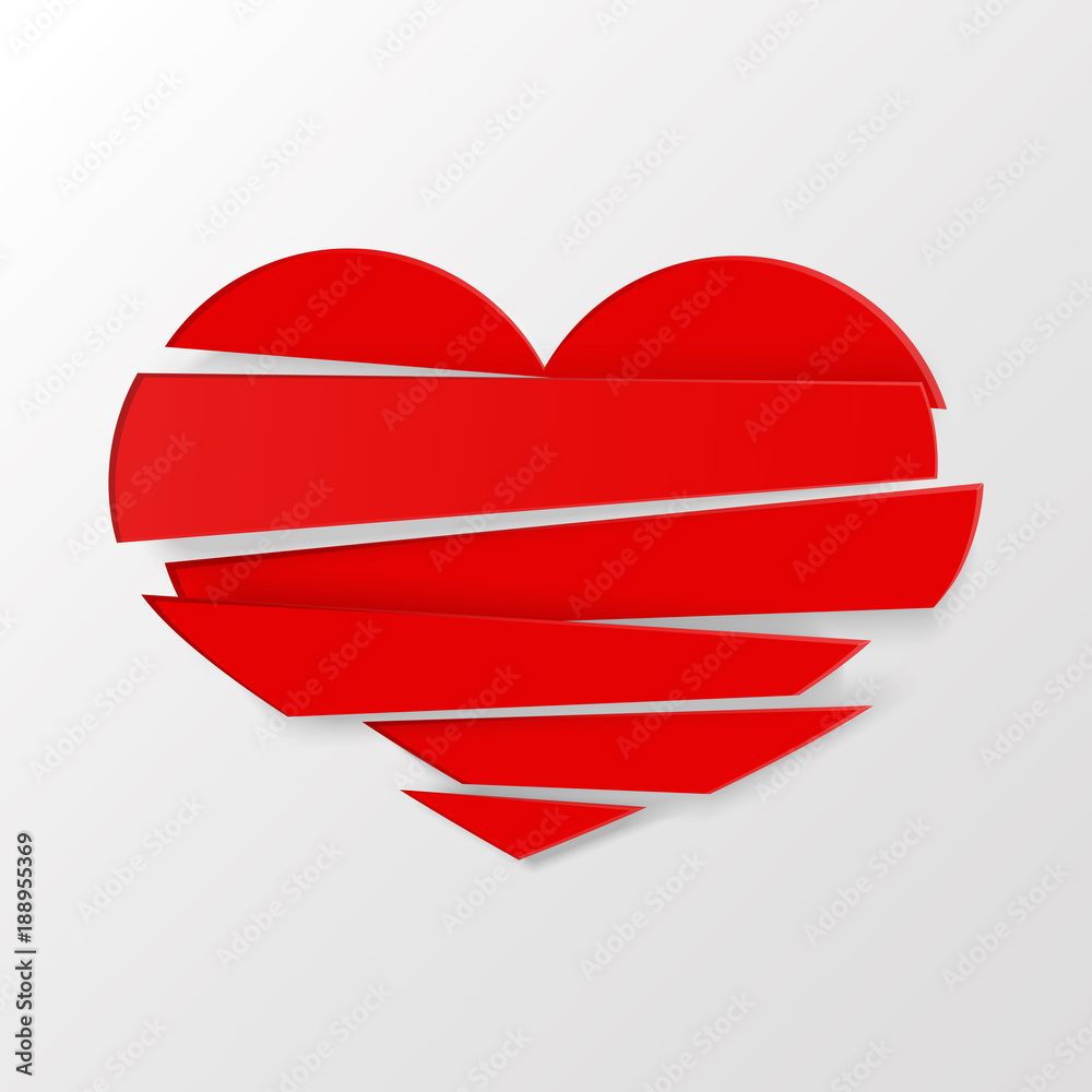 Red Stripes broken heart vector on white background. Could be used as icon, sign, symbol, flag, sticker, badge. Red Stripes broken heart vector on white background. Could be used as icon, sign, symbol, flag, sticker, badge.