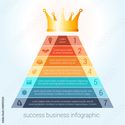 Infographic success business modern template for 7 steps.