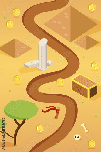 Isometric Game Desert Map Concept