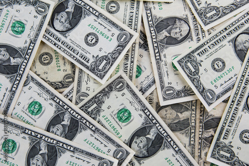 One dollars pile, Background of one dollar bills