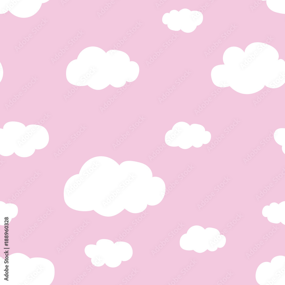 light pink sky white clouds pattern seamless vector