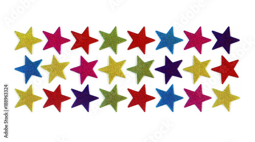 Colorful glitter relief stickers on an isolated white background, can be used individually also.