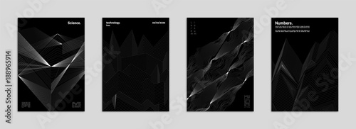 Abstract Background Cover / Flyer / Poster / Album Template Bundle - Black & White Minimal Lines
