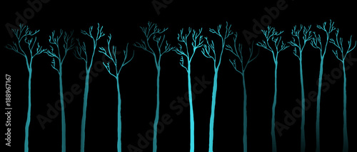 Vector. Set of drawn trees background.