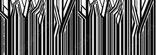 Seamless, primitive geometric trees,Abstract vector image. illustration.Panorama of trees. Background. Landscape. Horizon. The abstract vector image.