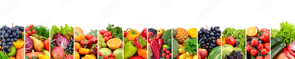 Fruits and vegetables useful for health isolated on white Fruits and vegetables useful for health isolated on white