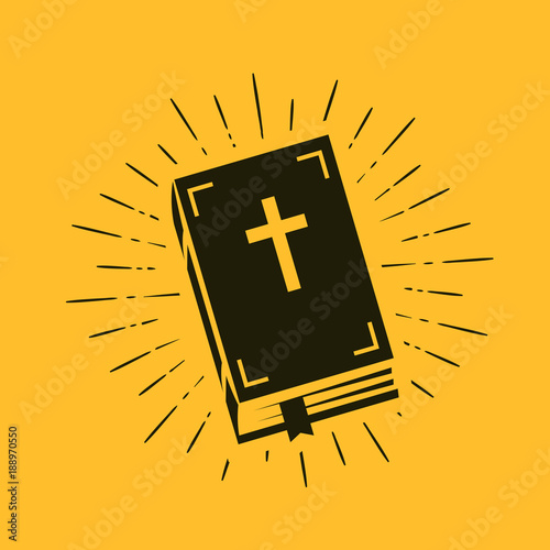 Holy Bible symbol. Worship, church, psalm icon. Vector illustration