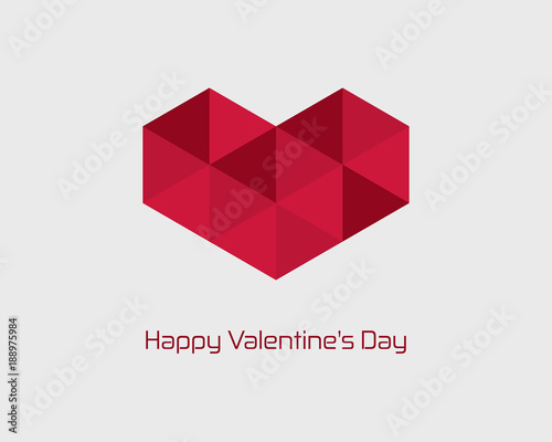 Valentine's day concept with low poly heart