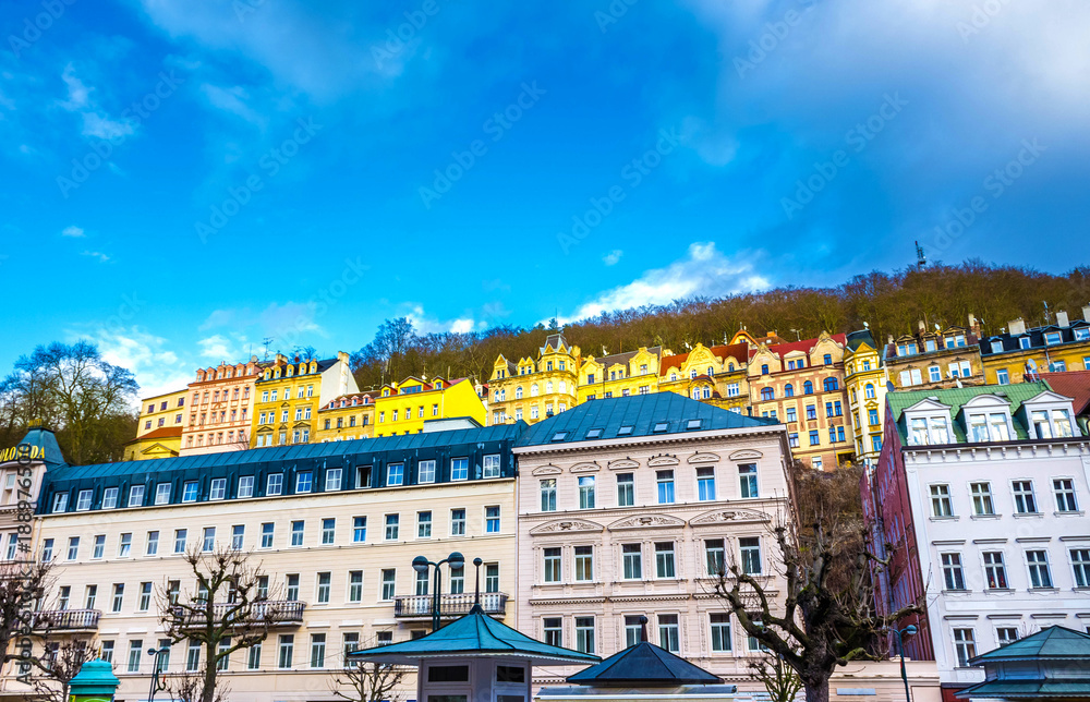 Building facades in Karlovy Vary, Czech Republic