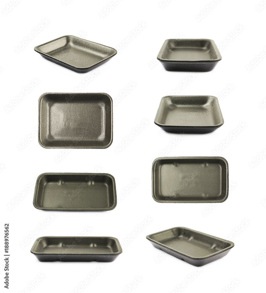 Plastic foam food tray isolated Plastic foam food tray isolated