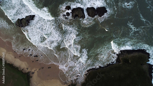 aerial view of spectacular beaches on spanish northern coast, Cantabria