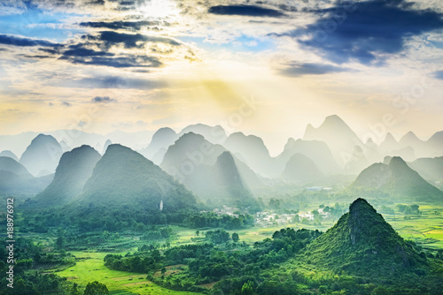 Fényképezés Landscape of Guilin, Li River and Karst mountains
