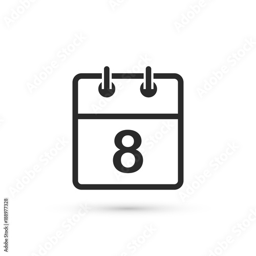 Calendar Icon 8 March, Vector isolated flat design calendar sheet
