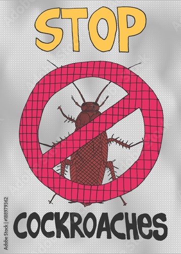 bright illustration of a warning about cockroaches
