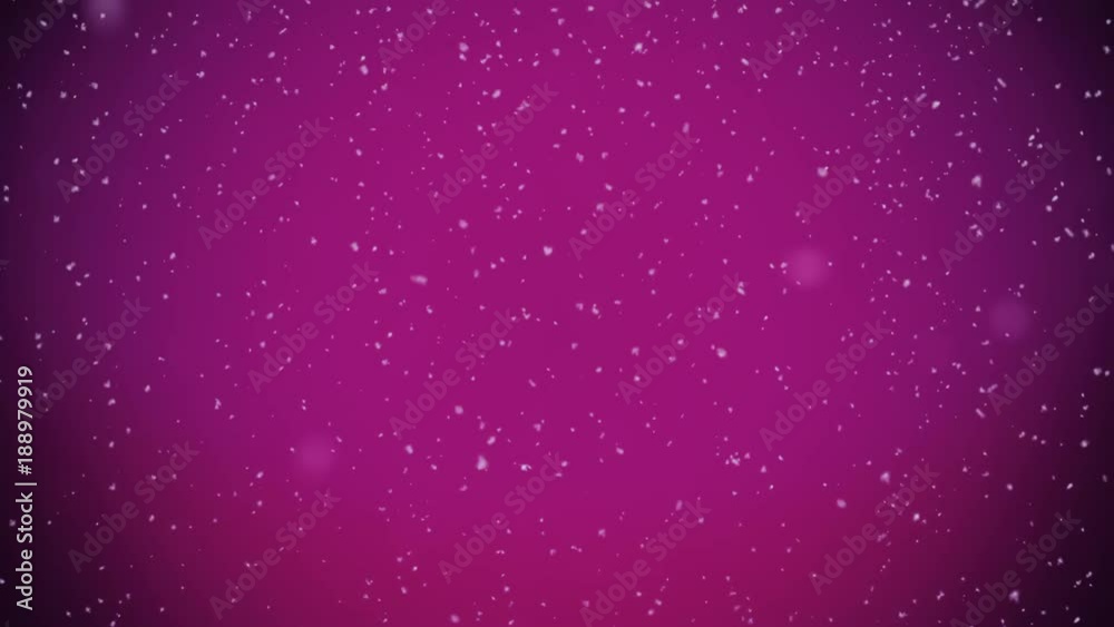 Vibrant Magenta Snow Falling Background Loop