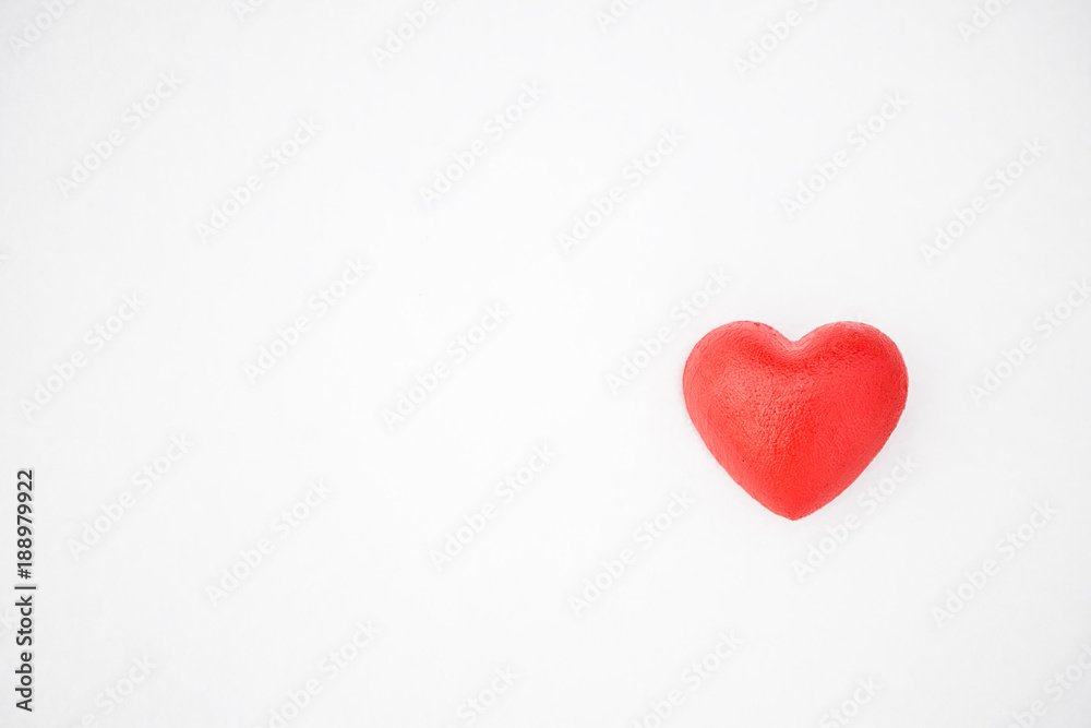 red valentine heart on white background 