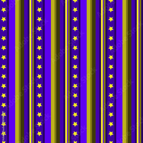 Seamless striped pattern vector background colorful design with stars and vertical lines blue yellow vintage retro art