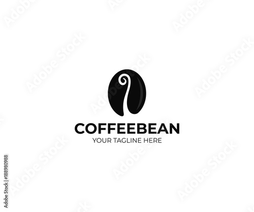 Fairytale coffee bean logo template. Coffee grain vector design. Cafe illustration
