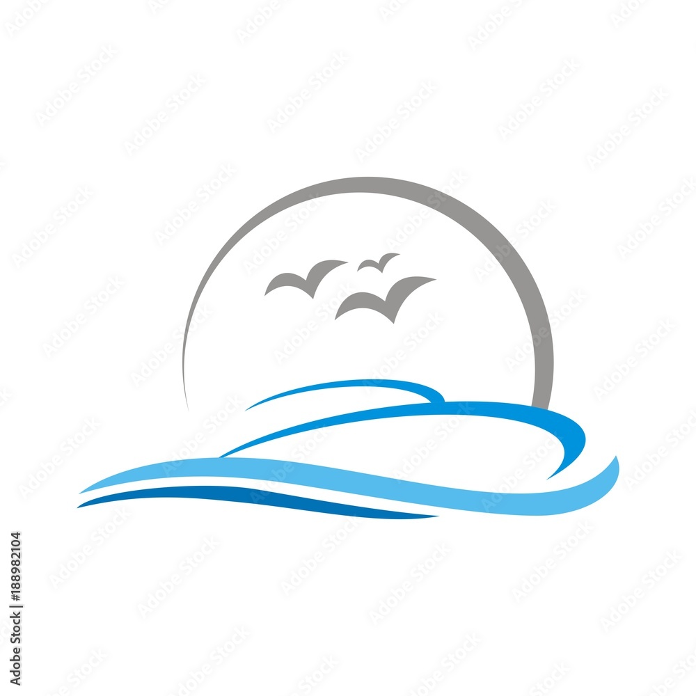 Obraz premium Boat, yacht logo design template vector illustration