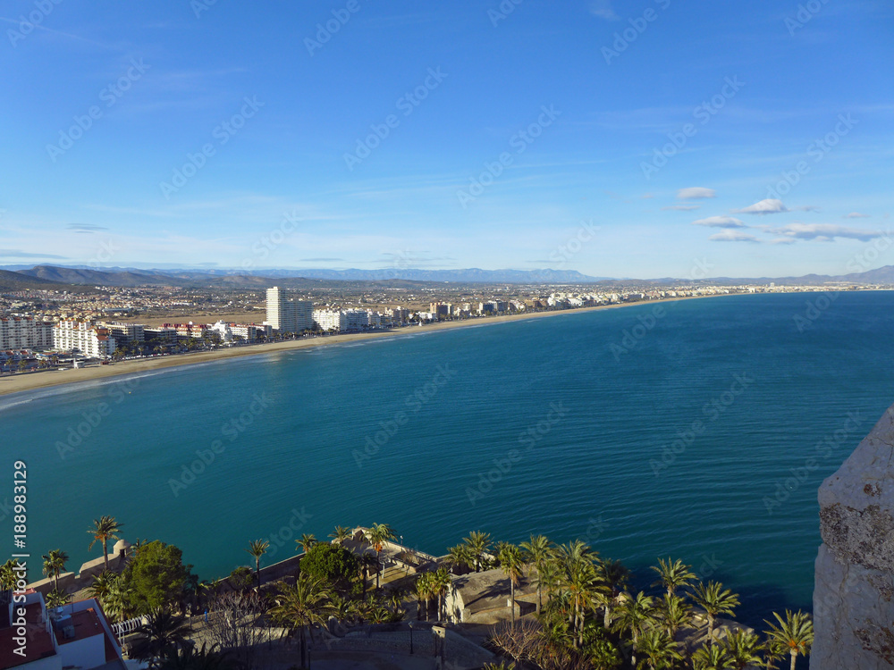 Naklejka premium Peñiscola as seen from the Castle Tower, Valencian Community