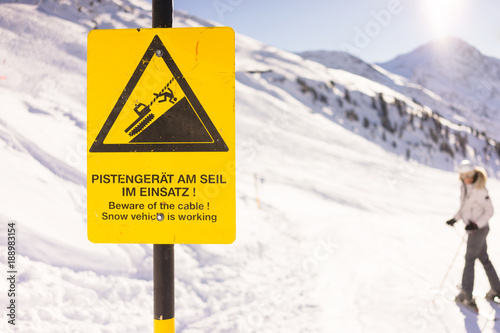 a warning sign in the mountains